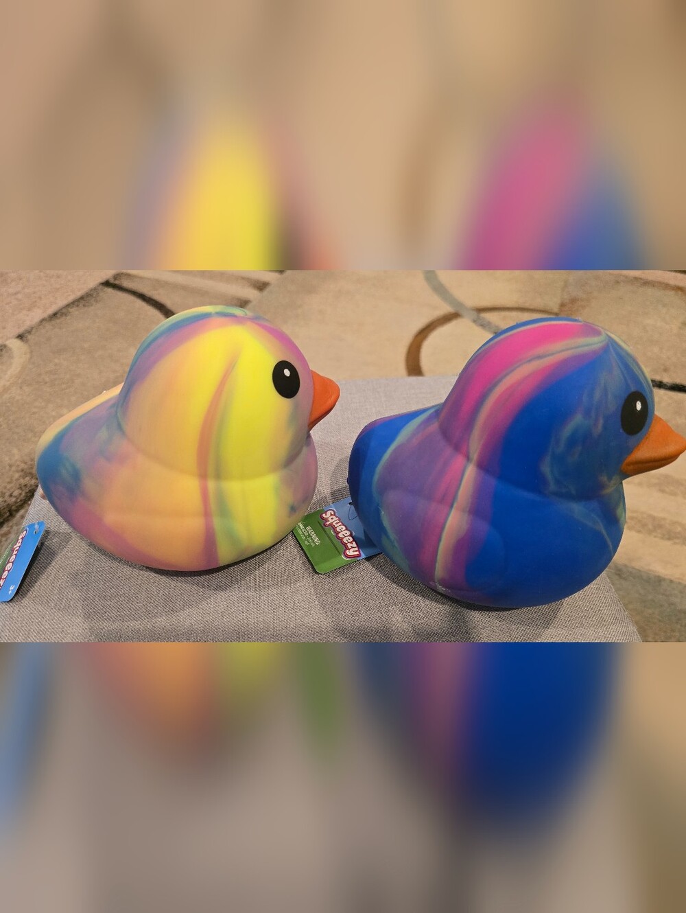 1 Tie Dye Squishy Duck, Yellow Or Blue, Price Is For 1 Duck